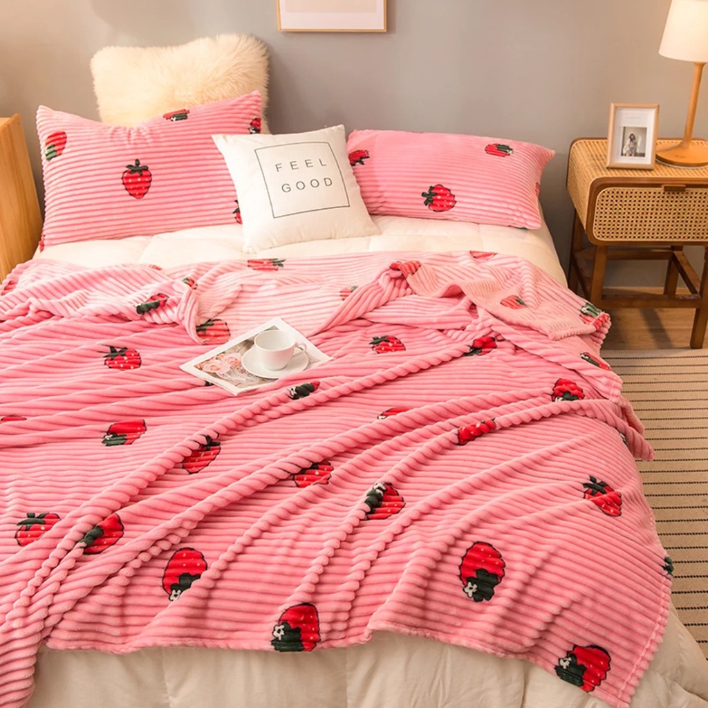 Selimut Bulu Salur 3D Motif Super Lembut Dan Halus Size 150x200 Terbaru