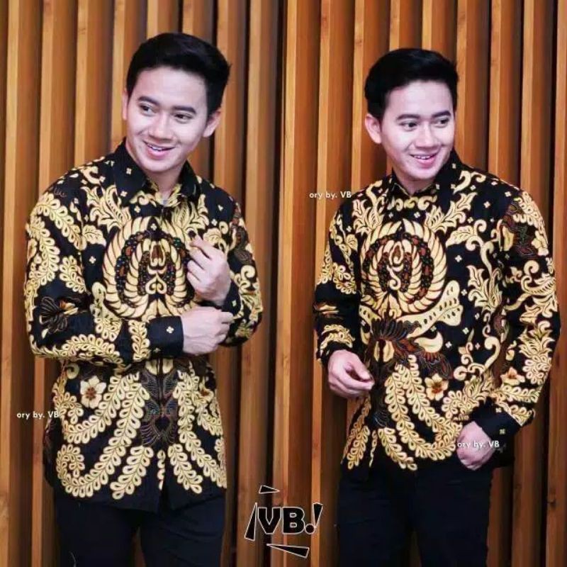 KEMEJA BATIK PRIA LENGAN PANJANG SIZE M L XL XXL  BSWART BatiK HRB026 Kenongo Hem Panjang Padi