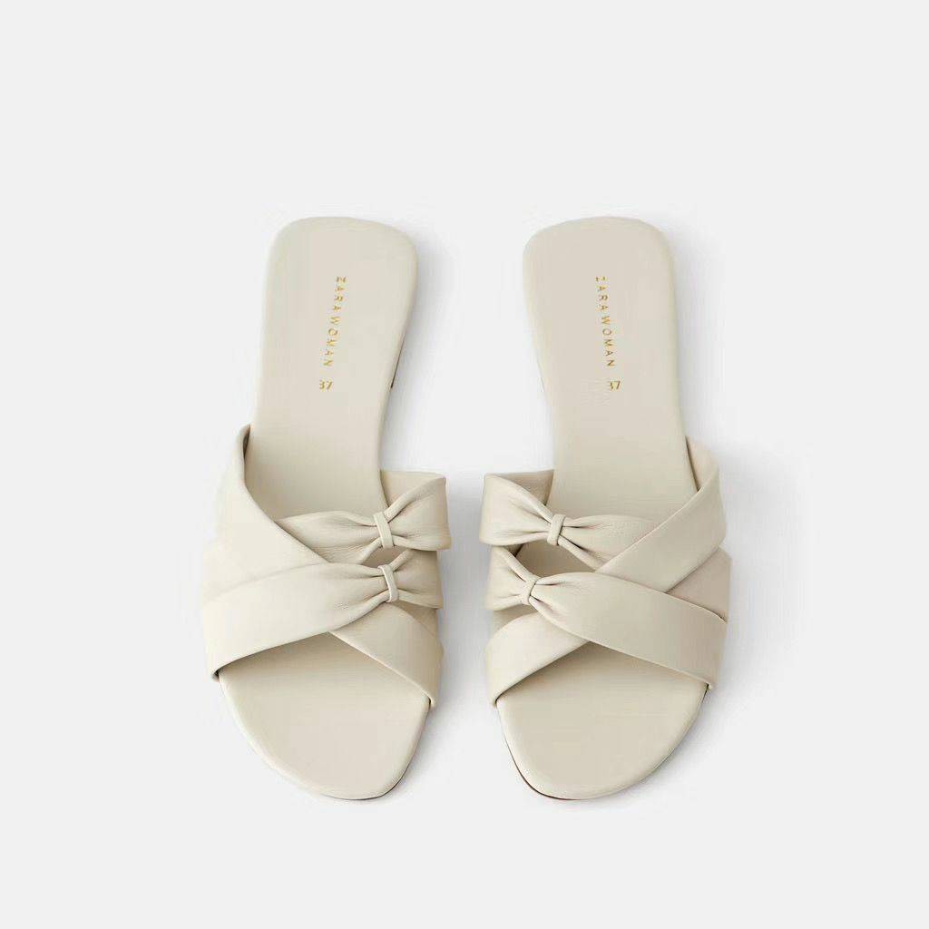 SANDAL WANITA ZS234 LEATHER FLAT  PREMIUM IMPORT