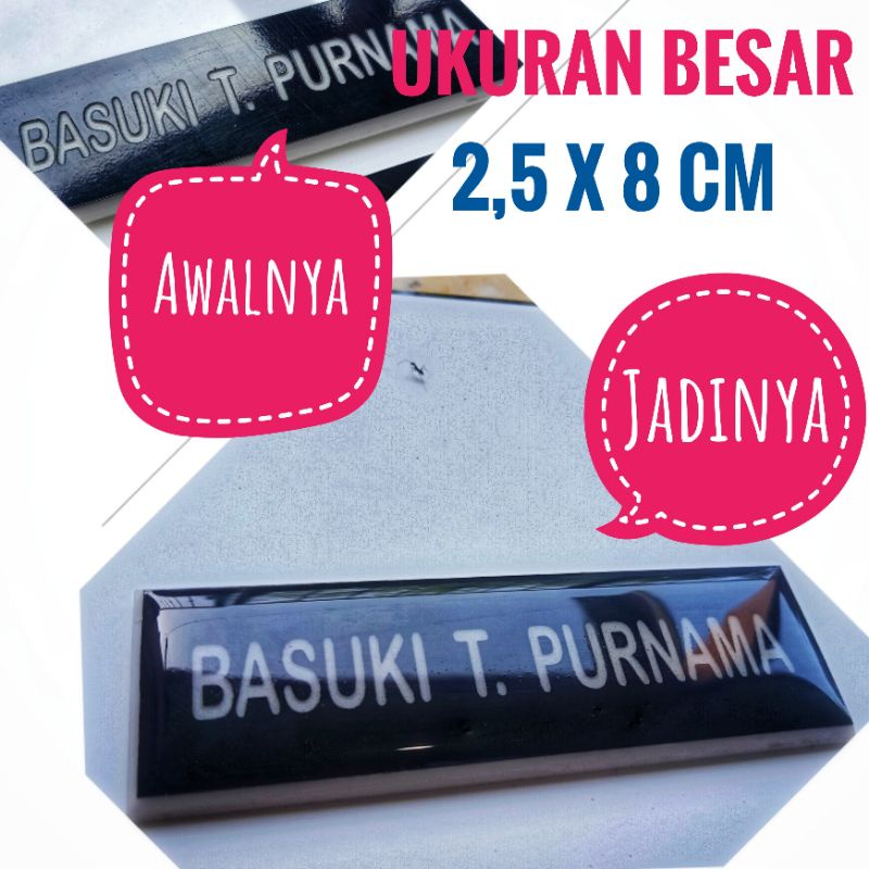 Name Tag Model Lama - Gravir Ukir Lapis Resin Viberglass - Peniti - manset - Magnet