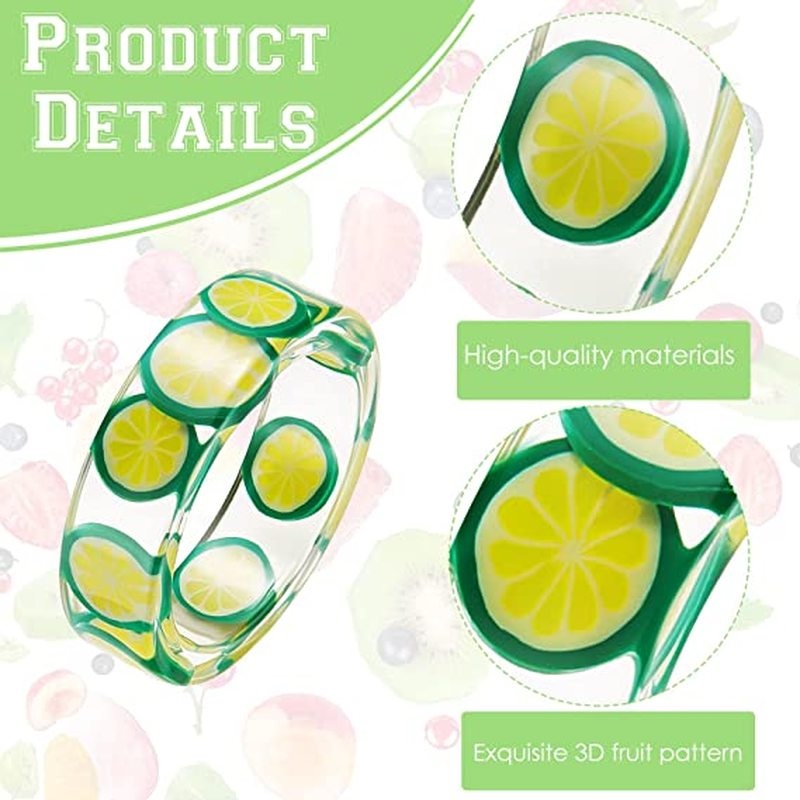 Magic789 Cute Girls Resin Acrylic Fruit Ring for Women Stackable Finger Rings Jewelry