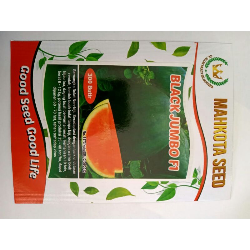 benih semangka bulat non biji f1 black jumbo