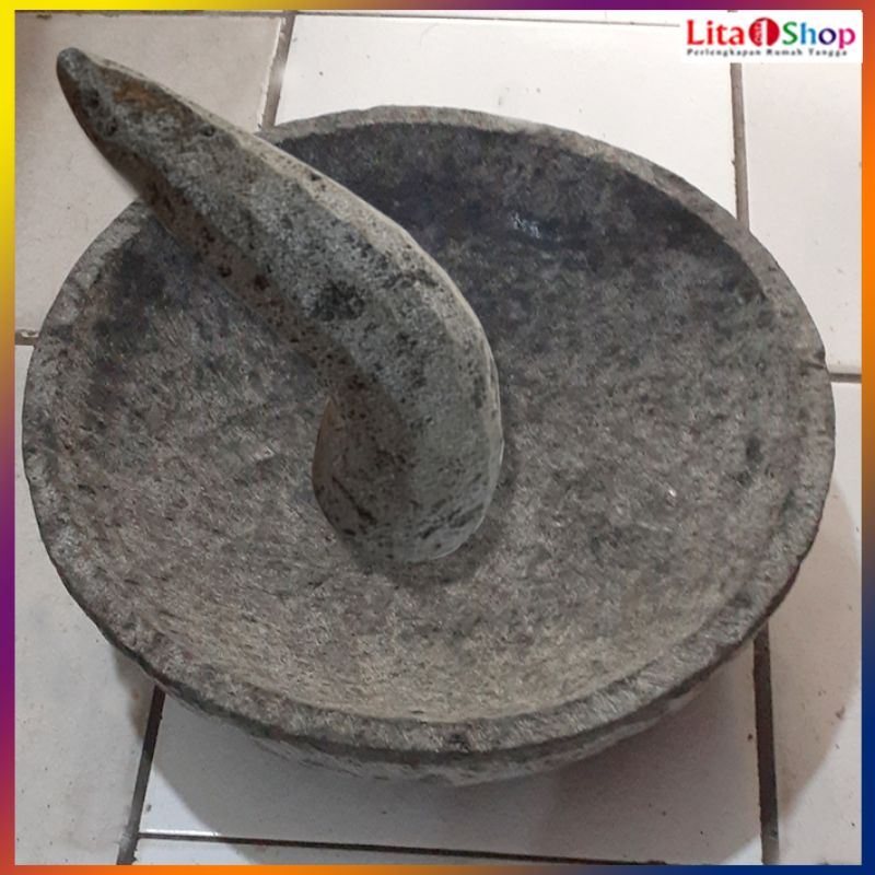 Cobek Jumbo Batu Gunung Asli 40 cm