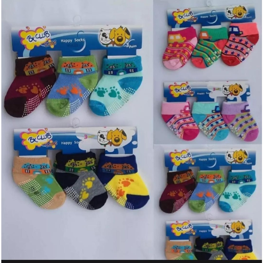 3 PCS KAOS KAKI BAYI ANTI SLYP/MIX WARNA MOTIF ISI 3 PCS KAOS KAKI ANAK PEREMPUAN/KAOS KAKI ANAK LAK