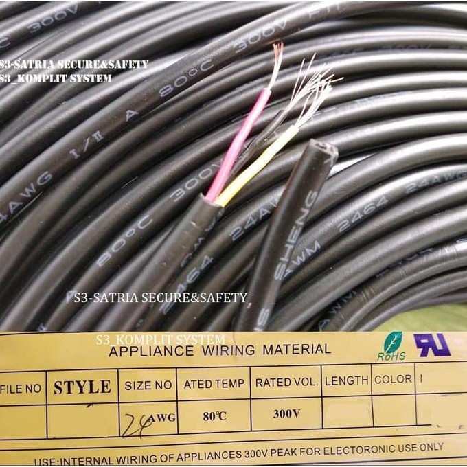 Kabel Awg 24 3 Jalur Double Bungkus Selongsong Awg24 Bulat Isi 3 Warna (Kode 006))