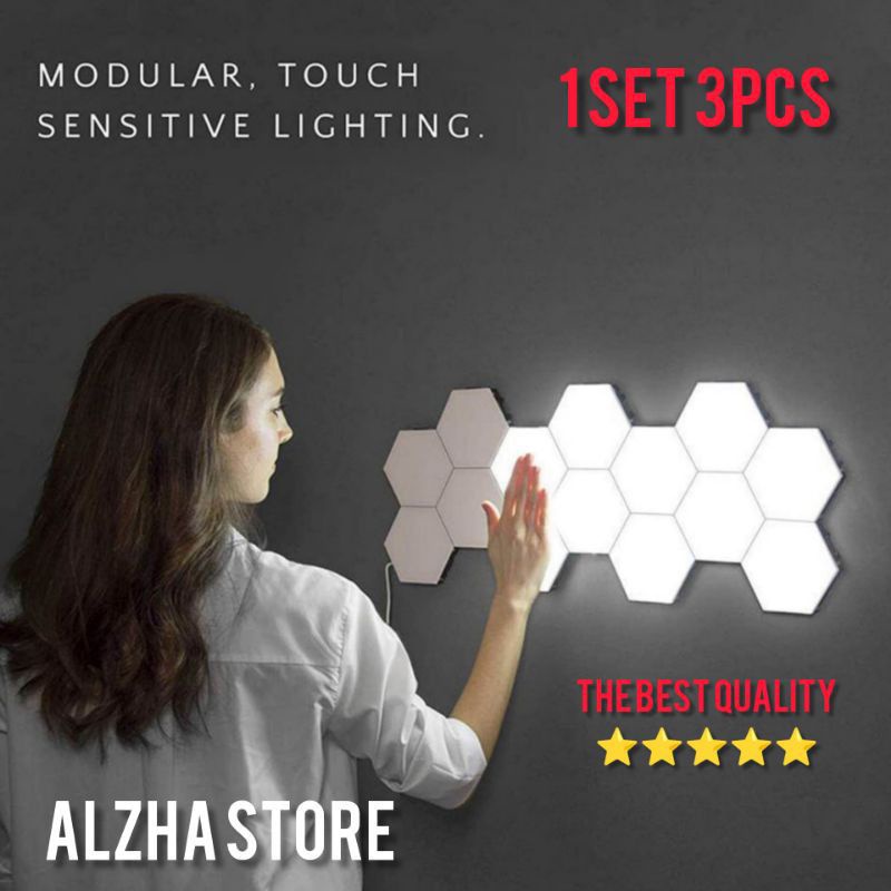 BEST QUALITY LAMPU DEKORASI TOUCH QUANTUM LED HEXAGON 1 SET