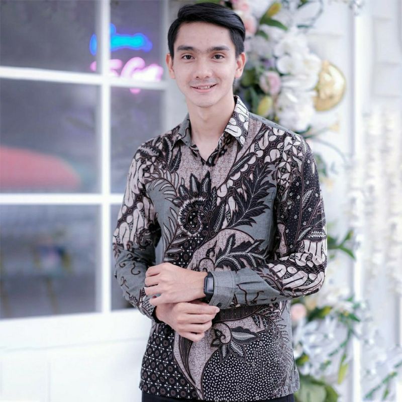 Kemeja Batik lengan panjang baju pria Modern-Asyifa