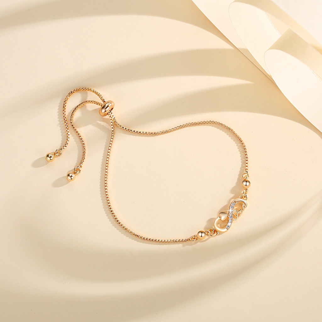 Y765 Gelang Kristal Wanita Gold Bangle Adjustable Gelang Titanium Steel Lapis Emas Anti Karat