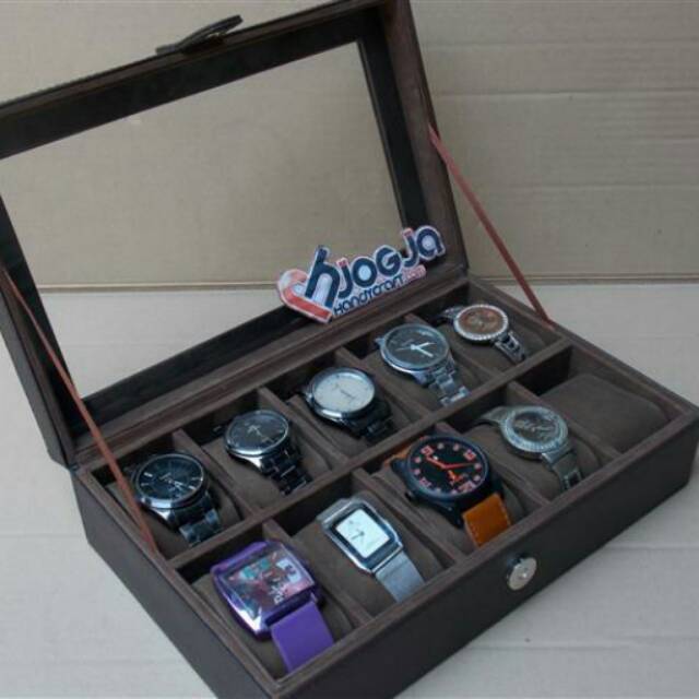 Full Brown Large Size Watch Box Organizer For 10 Sport Watches