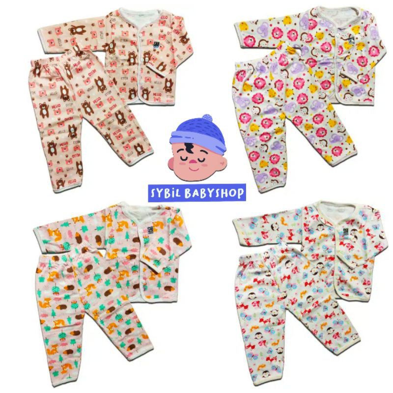 HOKIKU Setelan Piyama Bayi Lengan Panjang / Pendek Motif Terbaru