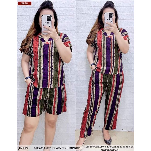 setelan 3in1 rayon Q5119 LD 106 4 warna