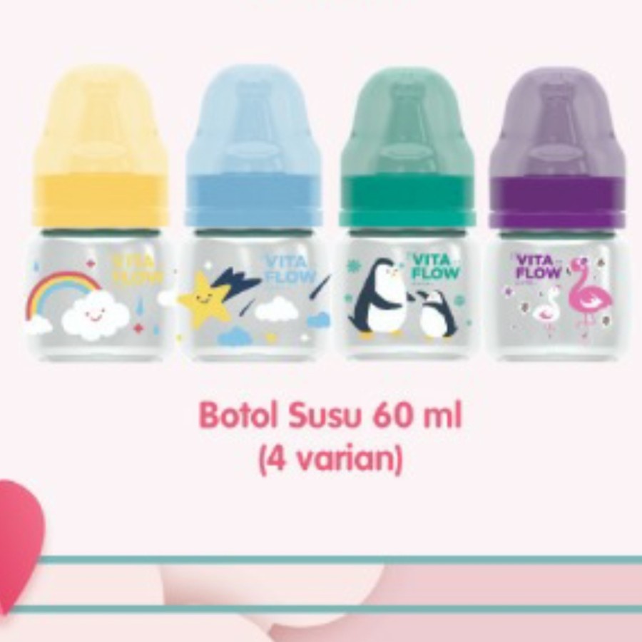 VITAFLOW Botol Susu Dot PP 60ml BPA Free | Botol ASI Satuan Baby Feeding Bottle Nursing Bottle