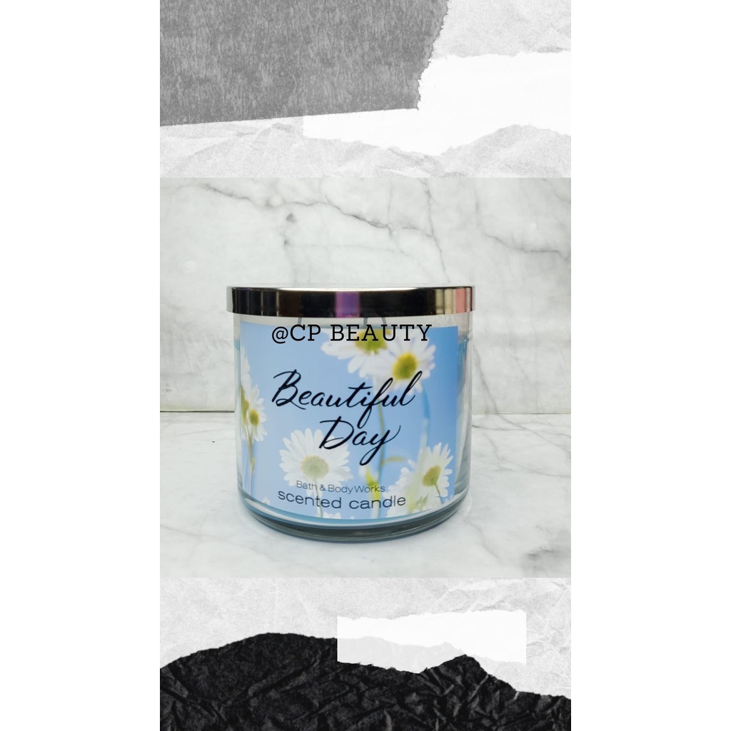 BATH & BODY WORKS THREE WICK CANDLE BEAUTIFUL DAY