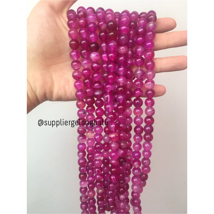 bahan batu 10mm Purple Agate glossy aksesoris korea gelang kalung batu fashionita pria wanita craft