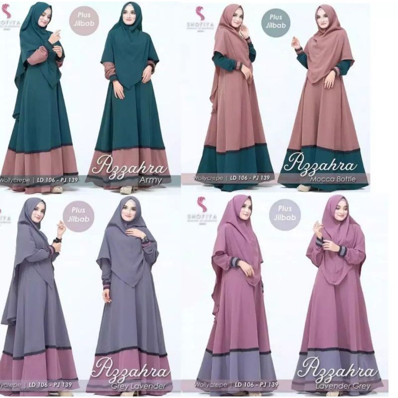 GAMIS SYAR'I SET KHIMAR | GAMIS AZZAHRA | PREMIUM MOSCREPE | FIT TO L