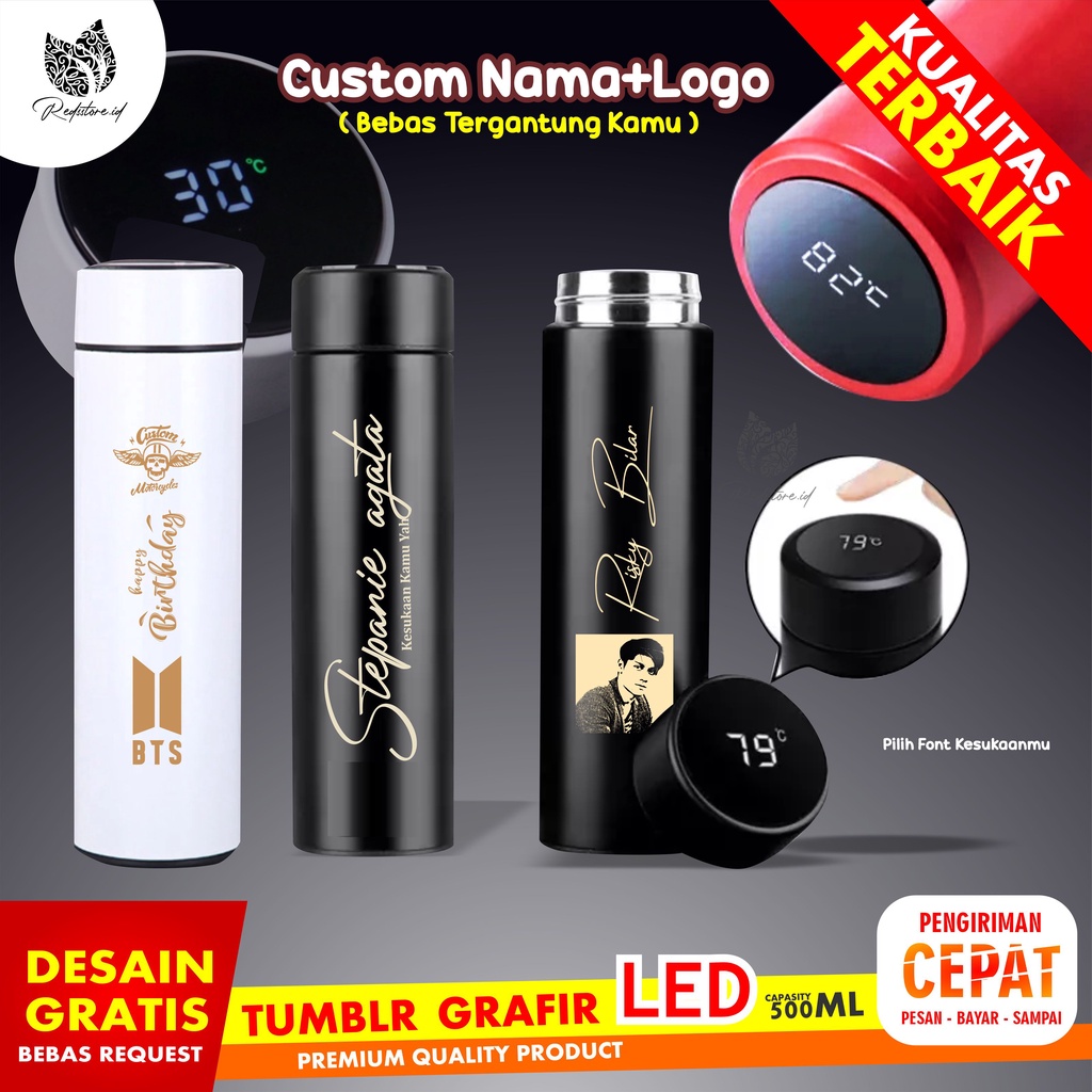 Jual Tumbler Led Custom Tumbler Nama Foto Logo Monitor Led Custom Logo Nama Sekolah Tumblr