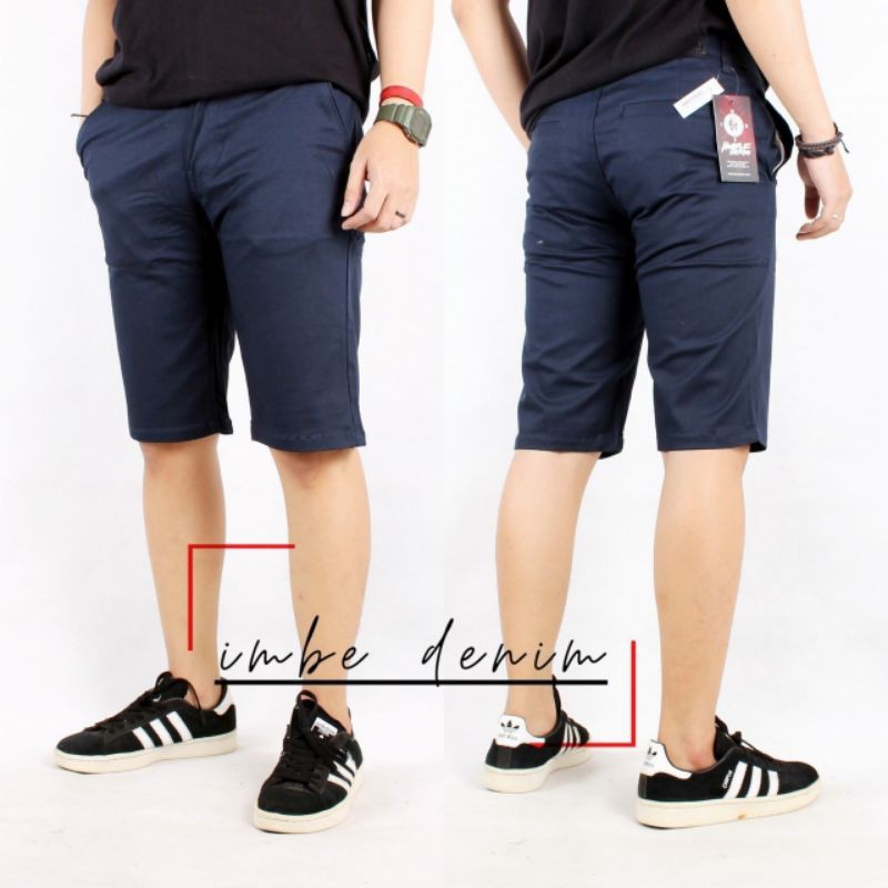 IMBE DENIM Celana chino pendek pria celana chino pria Celana chino pendek warna navy art CPMD024