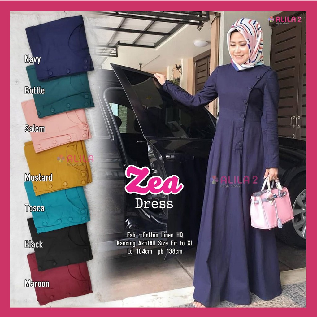 ZEA DRESS GAMIS WANITA BAHAN KATUN LINEN DRESS WANITA MUSLIM ZANA DRESS
