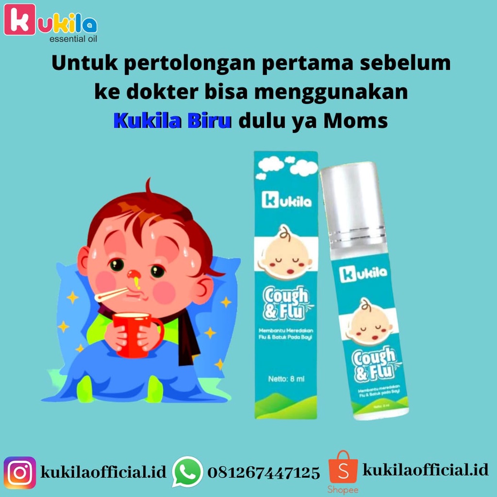 Kukila Essential Oil Baby Cough N Flu 8ml Pereda Batuk Pilek Hidung Tersumbat Pada Anak 0 - 3 Years-7
