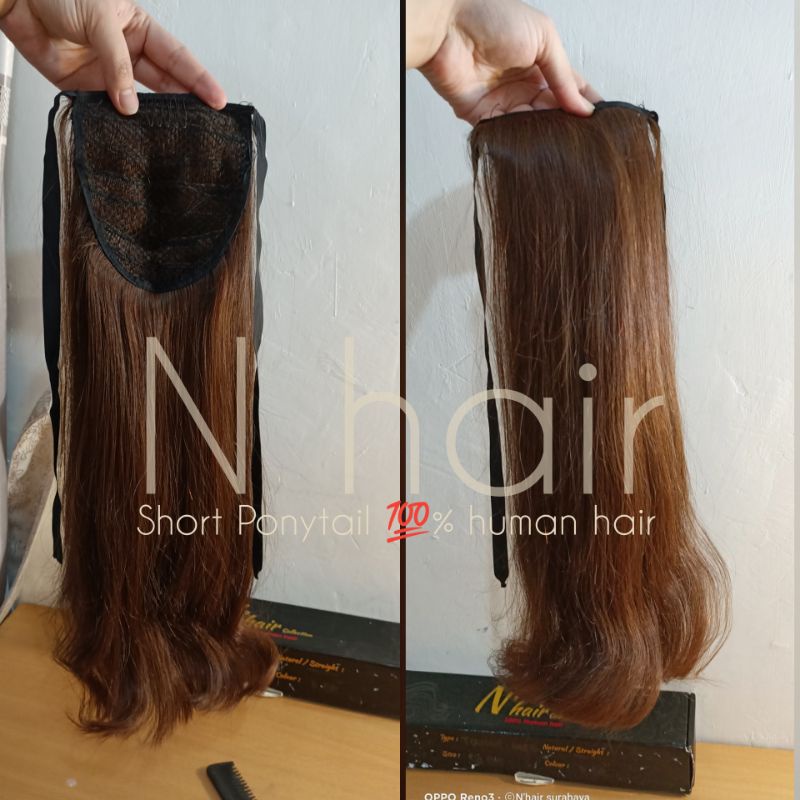 PONYTAIL pendek RAMBUT ASLI, kuncir ekor kuda 100% human hair