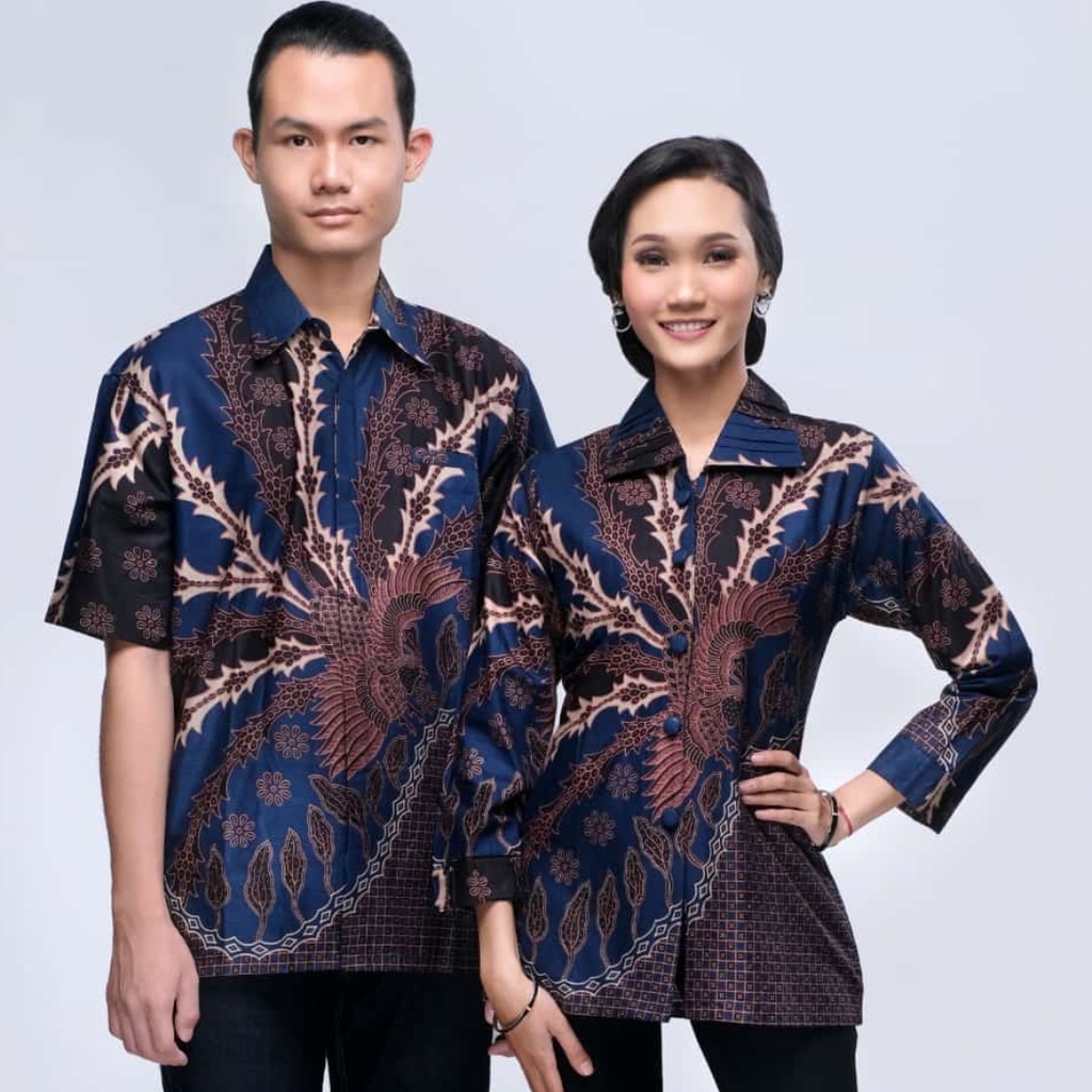 BATIK COUPLE ATASAN BLOUSE BLUS KASWARI BIRU PREMIUM QUALITY BUSUI FRIENDLY MODERN WANITA LENGAN PANJANG SERAGAMAN SERAGAM KERJA JUMBO XXXL BIG SIZE