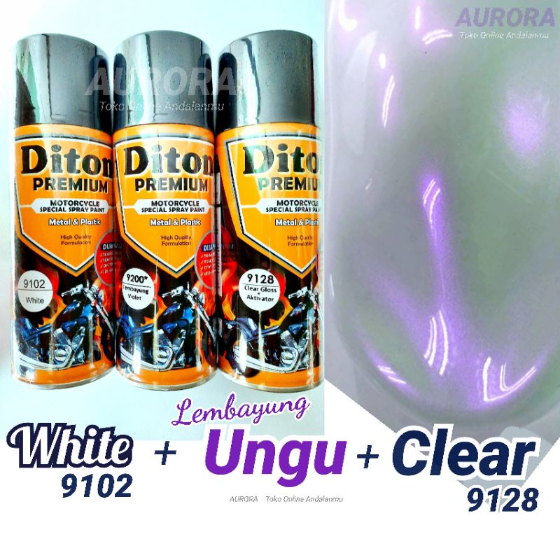 PAKET Diton Premium Putih White 9102 + Lembayung Violet 9200* + Clear Gloss 9128