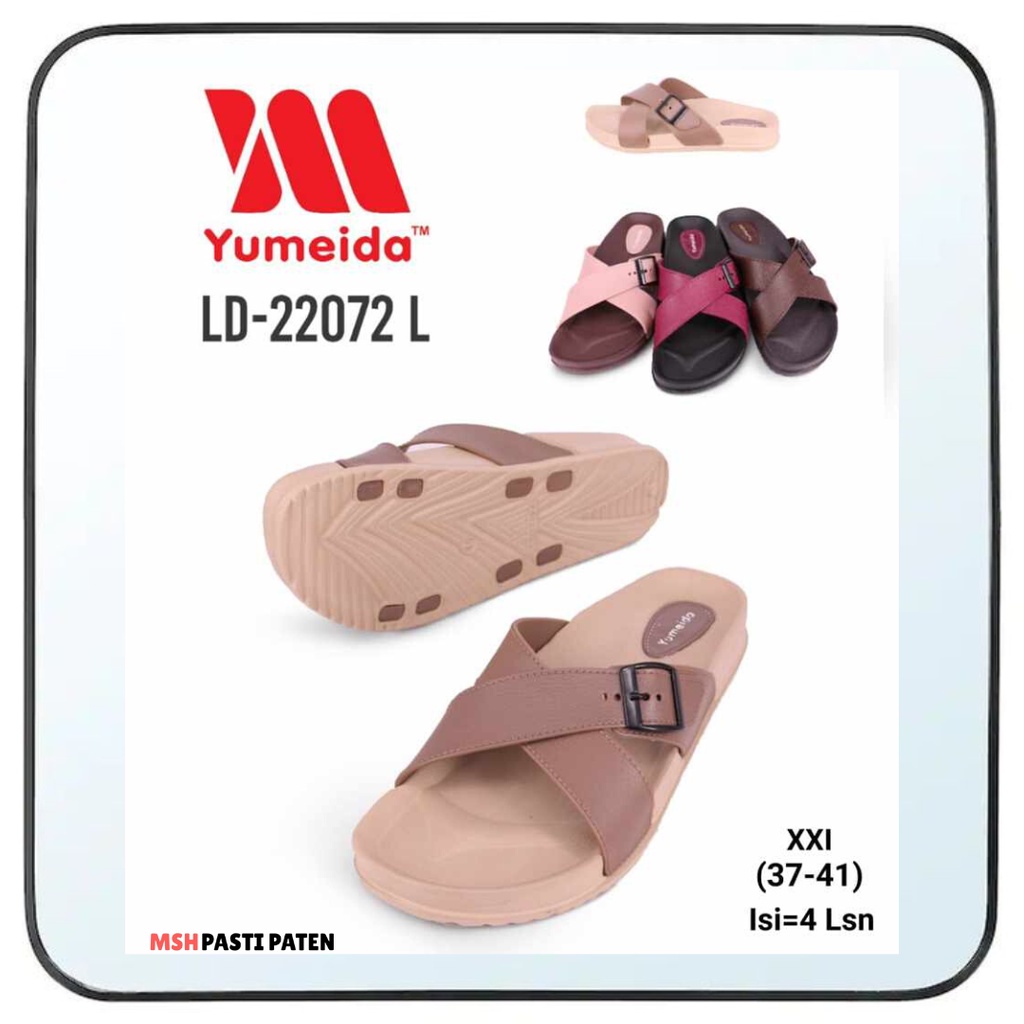 Yumeida 22072 Ori Sandal Selop Silang Karet Wanita Anti Slip