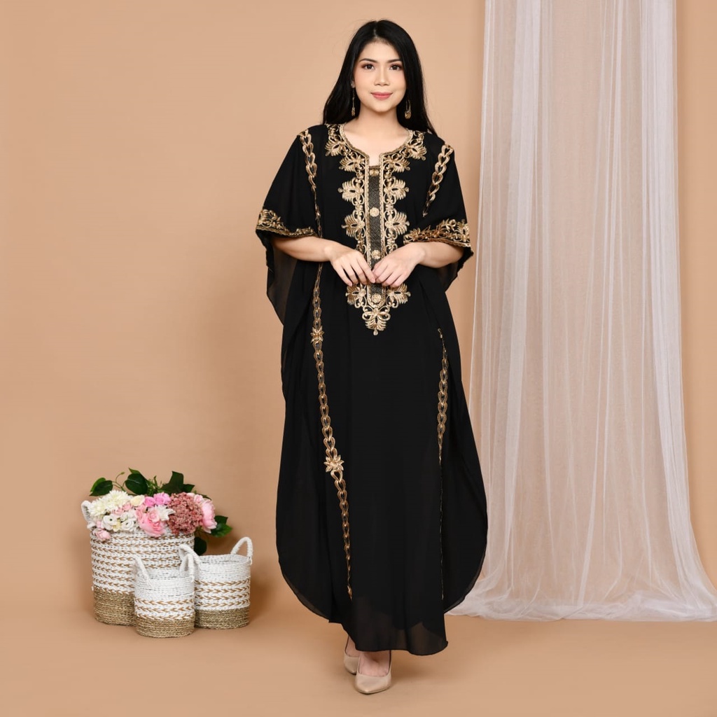 Baju kaftan wanita terbaru  lebaran fullbordir  untuk pesta kondangan seragam pengajian ukuran jumbo
