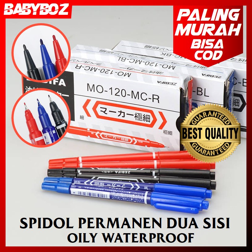 

BABYBOZ - PREMIUM SPIDOL PERMANEN DOUBLE TIP Dual Head Marker DUA SISI OILY WATERPROOF IMPORT DUAL SIDE FINE ART MARKER DOBLE TIP UJUNG