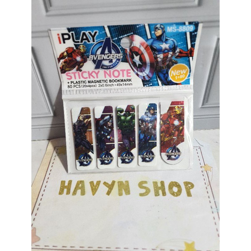 pembatas plastik + magnet/post it plastik (80pcs) + 1pc pembatas magnet/pembatas BTS/post it BT-21-AVENGER