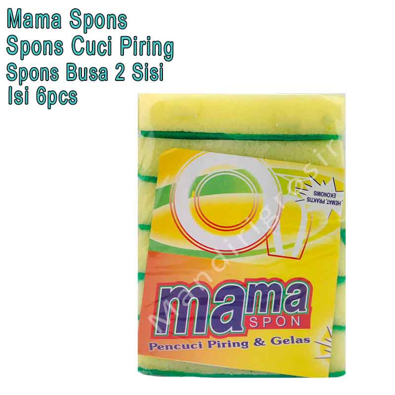 Spons Cuci Piring *Mama Spons * Spons Busa 2 Sisi * Isi 6pcs