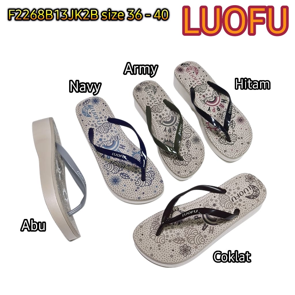 LUOFU ORIGINAL jelly sandal karet empuk murah wanita jepit sendal japit cewek import F2268B13JK2B