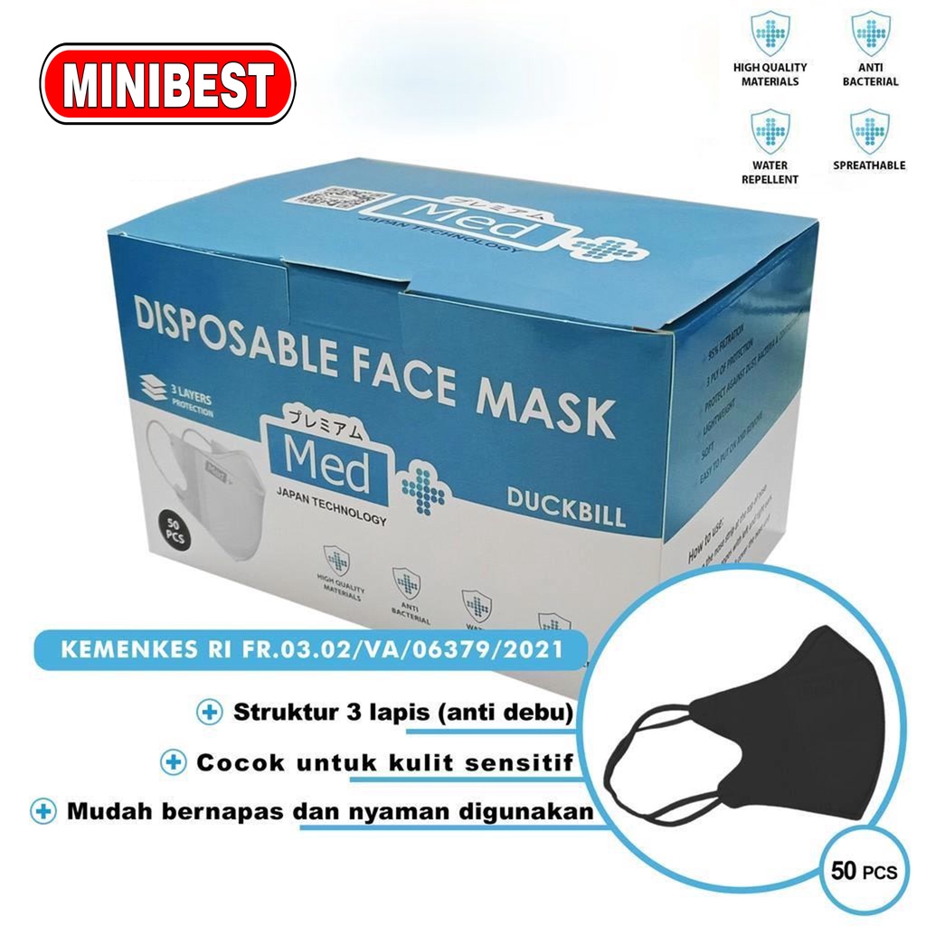 NEW Masker Korea Duckbill 3ply Disposable Face Mask Sekali Pakai isi 50pcs warna Putih (Ada Garis)