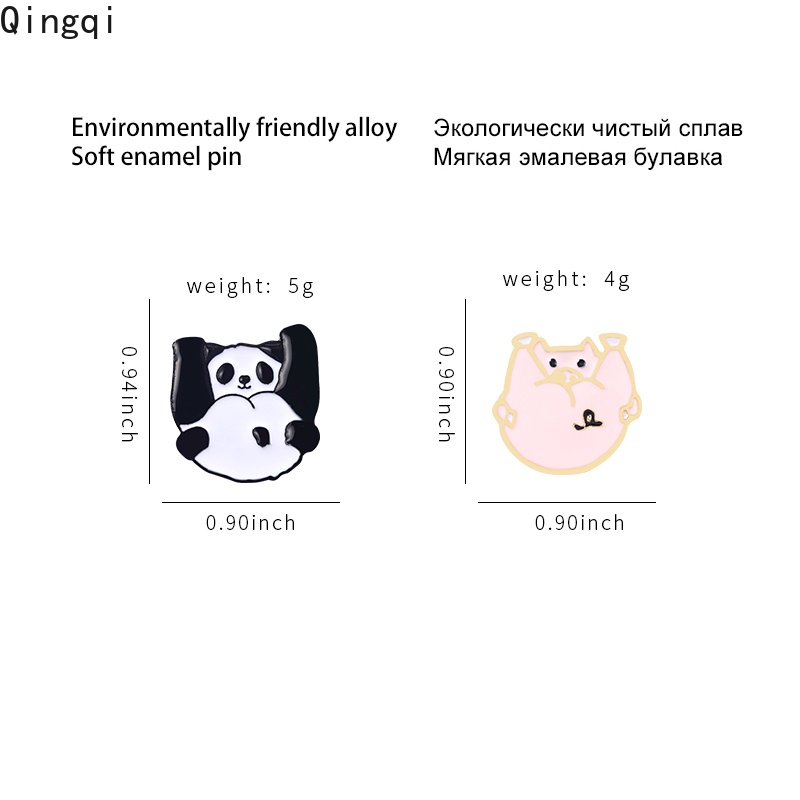 Bros Pin Enamel Desain Kartun Hewan Chibi Pig Panda Untuk Anak
