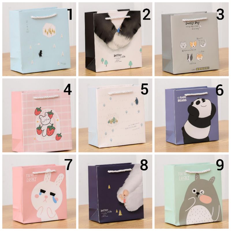 (PB3) Paperbag Motif Kecil/Kantong Hadiah/Hampers Kado