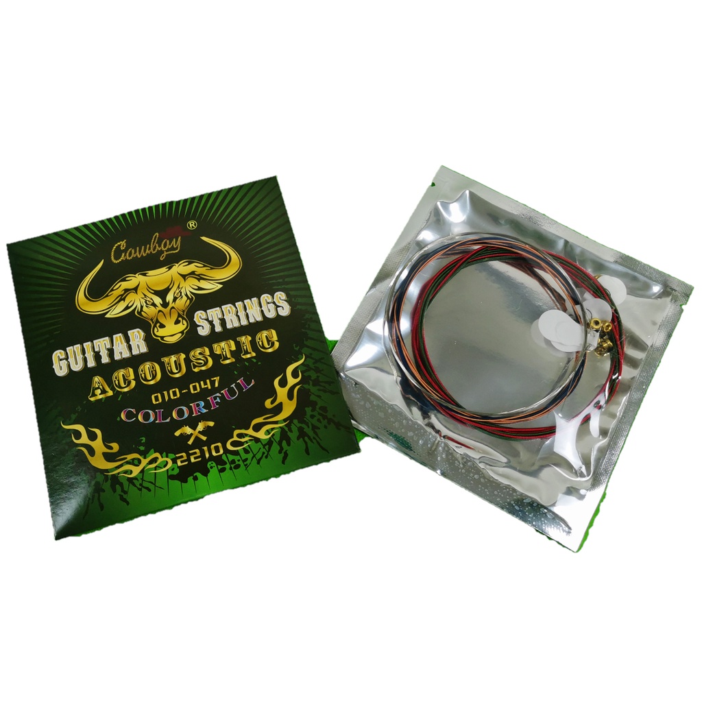 Senar gitar Cowboy 2210 colorful akustik 010-047 guitar accoustic strings fullset bonus pick