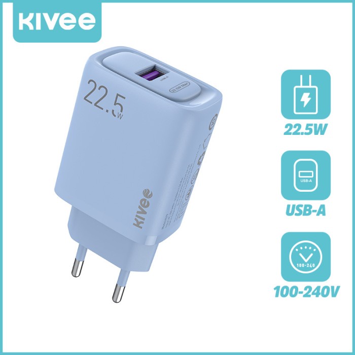WALL CHARGER KIVEE KEPALA 22.5W FAST CHARGE ANTARMUKA USB-A OUTPUT