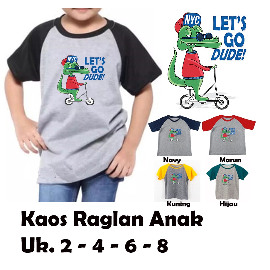 Kaos Raglan Anak / Gambar LetsGo / Lengan Pendek