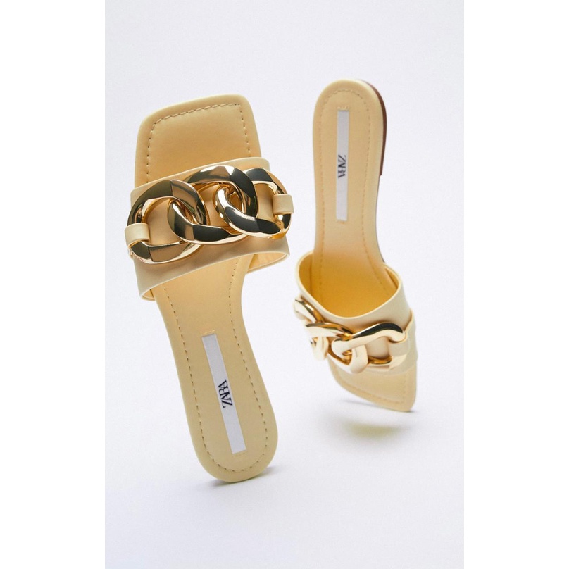 SANDAL WANITA FLATSHOES CHAIN GOLD - 0070