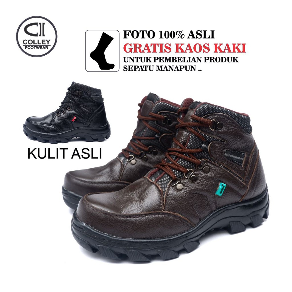 COD - SEPATU BOOT 100% KULIT ASLI - COKELAT HITAM CLY-BOO.011