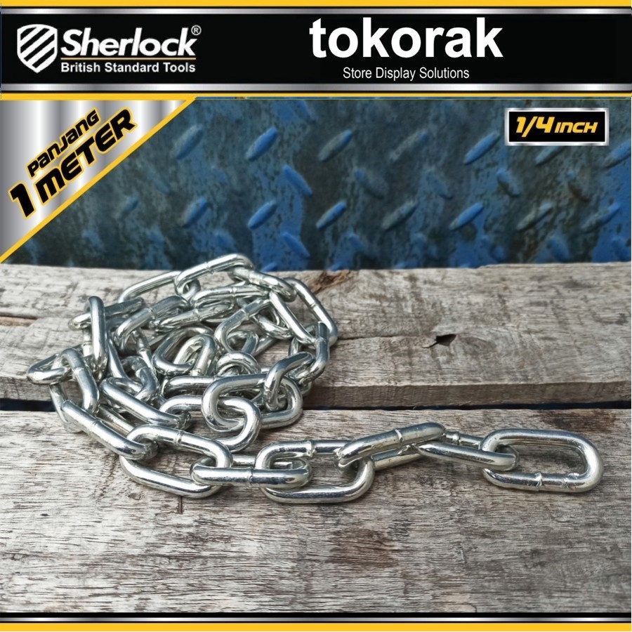 RANTAI BESI 6 MM 1 METER SHERLOCK - RANTAI KAPAL GALVANIZED 1/4 INCH