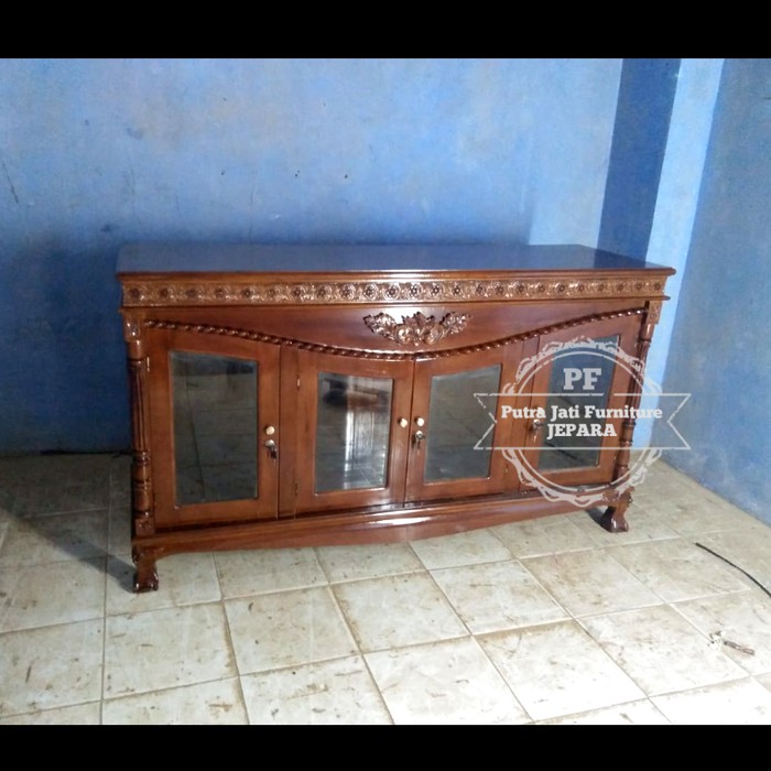 Furniture Jati  Bufet Ukir Meja TV Kayu Jati Lemari Pendek Khas Jepara