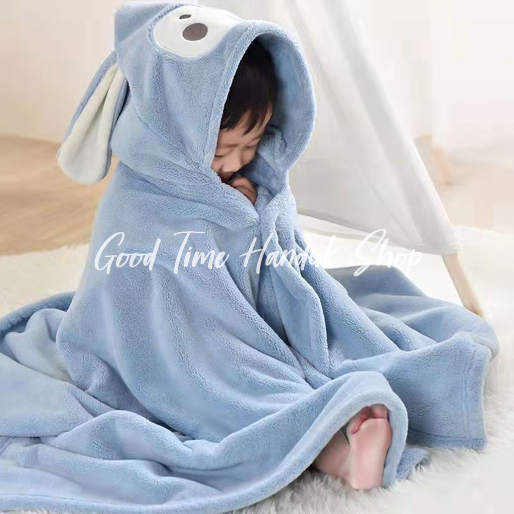 Selimut Hoodie Karakter Lucu Selimut Topi Anak Ukuran 70x140cm/90x150cm Hooded Leisure Blanket Tidur Fleece