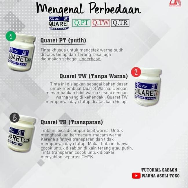 

pqd-426 Cat Sablon Quaret Warna TW, Transparat & Putih - 1/4 Kg - Putih