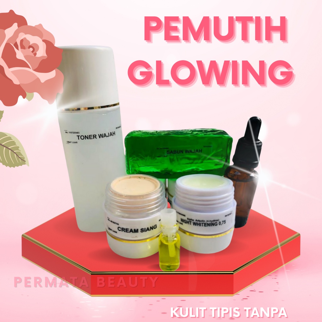 PAKET PEMUTIH GLOWING KULIT TIPIS TANPA JERAWAT / CREAM PEMUTIH WAJAH / CREAM RACIKAN DOKTER