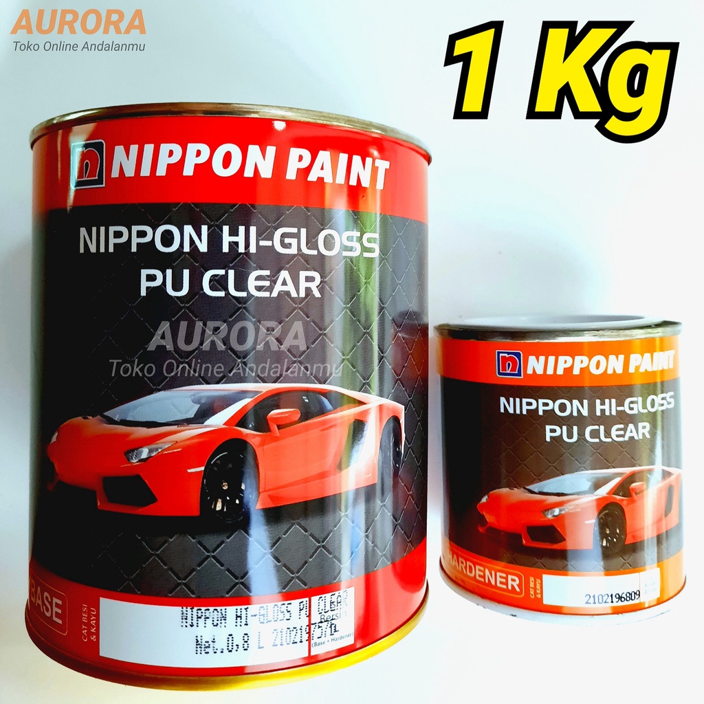Clear Nippon Hi-Gloss PU Anti Gores Vernis Mengkilap 2 Komponen Pernis 1 Liter Nipon Paint Nipon Pai