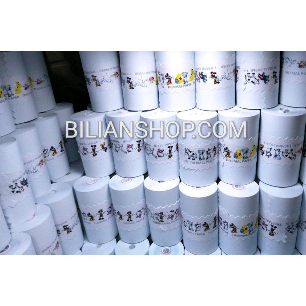 

Kertas thermal 57x30 58x30 mm coreless edc struk kasir hasil cetak warna BIRU 10 roll untuk printer