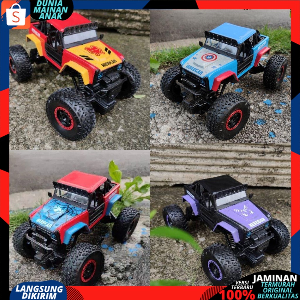 Mobil Remote control RC Rock Crawler  JEEP OFFROAD Avengers Superhero Car Radar Baterai Charger