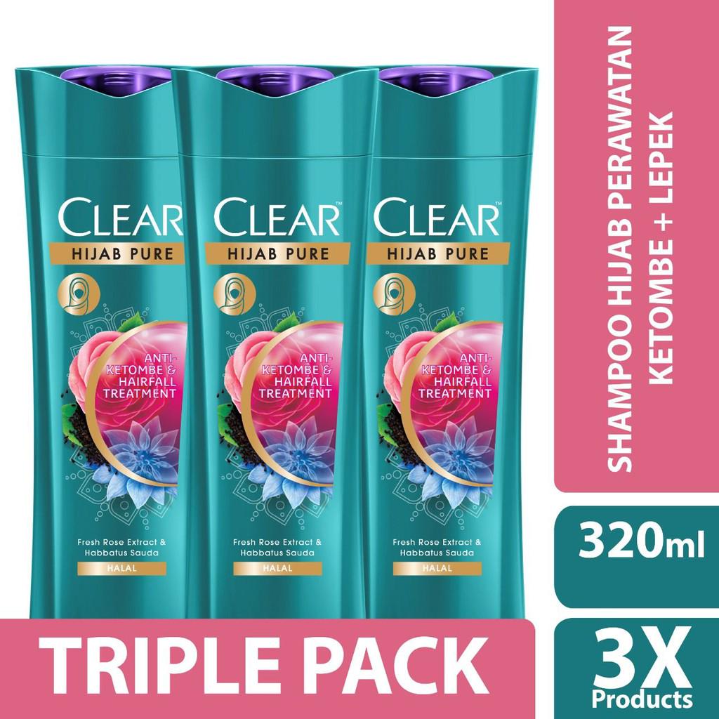 Clear Hijab Pure Shampo Anti-Ketombe & Anti-Rontok 320ml Triple Pack