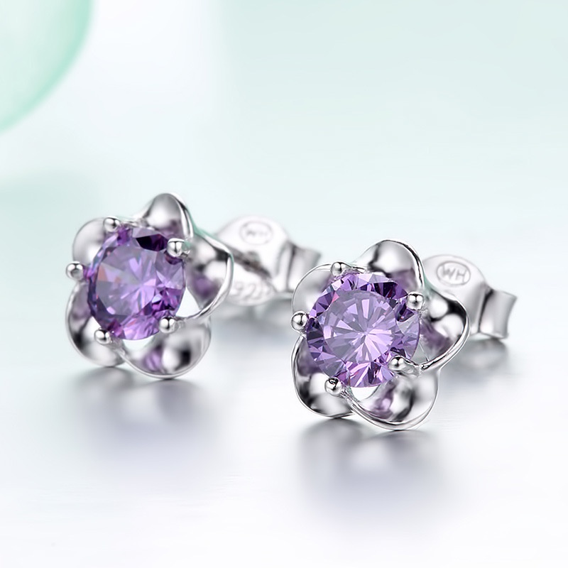 Anting Stud Desain Plum Blossoming Pastoral Untuk Wanita